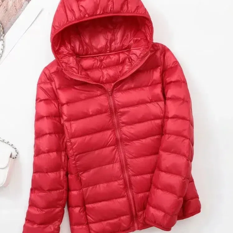 Lightweight Women's 90% Duck Down Hooded Jacket - Casual Windbreaker Parka for All Seasons