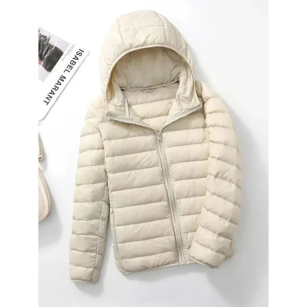 Lightweight Women's 90% Duck Down Hooded Jacket - Casual Windbreaker Parka for All Seasons