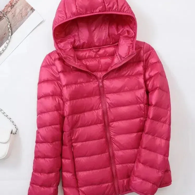 Lightweight Women's 90% Duck Down Hooded Jacket - Casual Windbreaker Parka for All Seasons