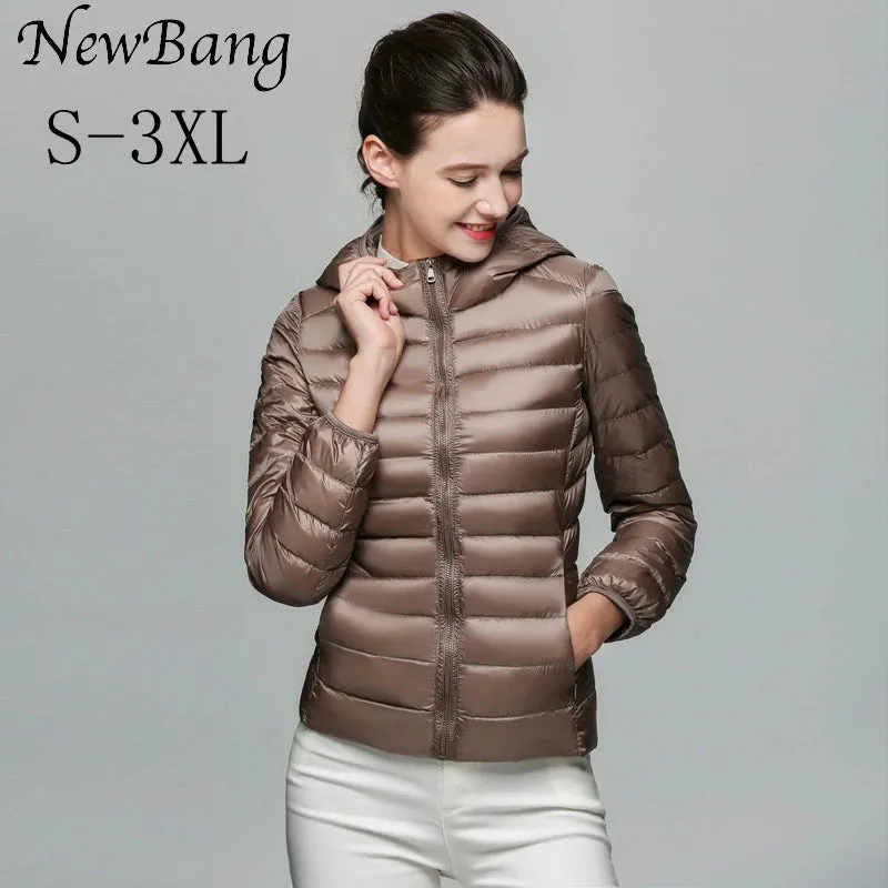 Lightweight Women's 90% Duck Down Hooded Jacket - Casual Windbreaker Parka for All Seasons
