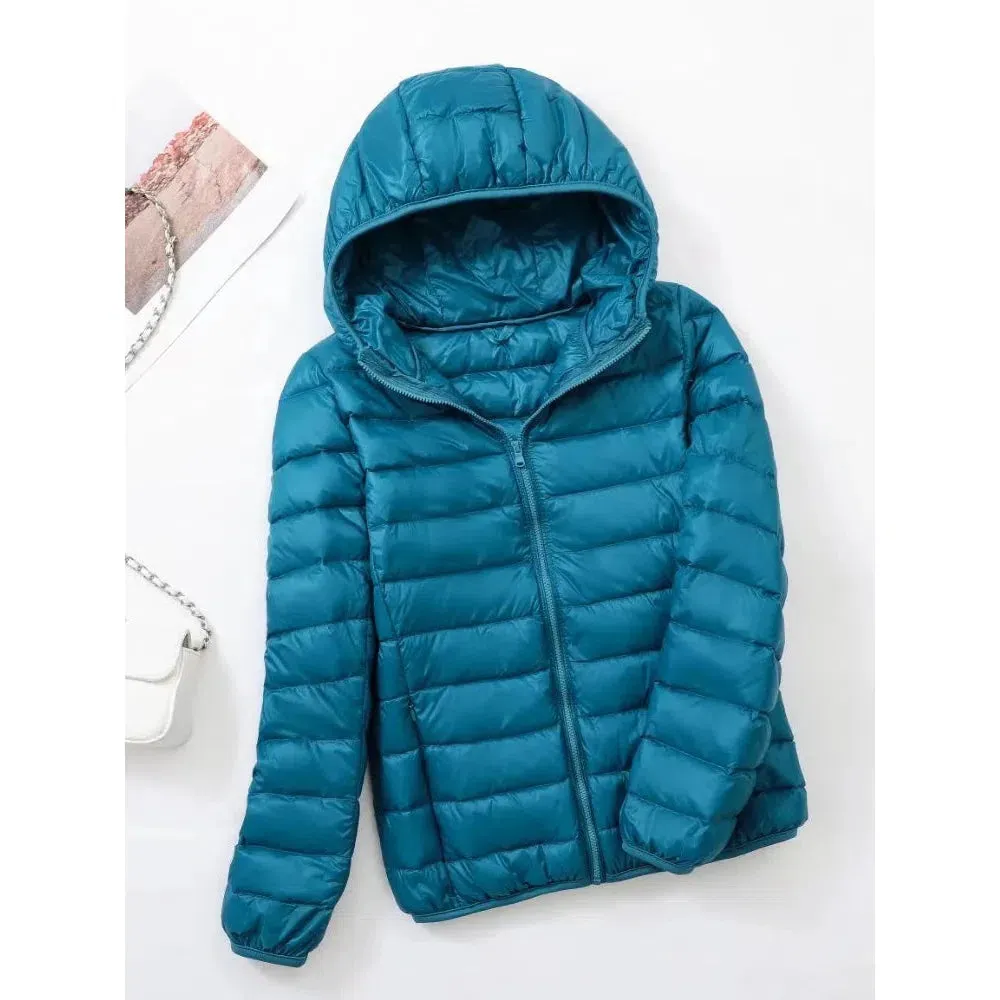 Lightweight Women's 90% Duck Down Hooded Jacket - Casual Windbreaker Parka for All Seasons