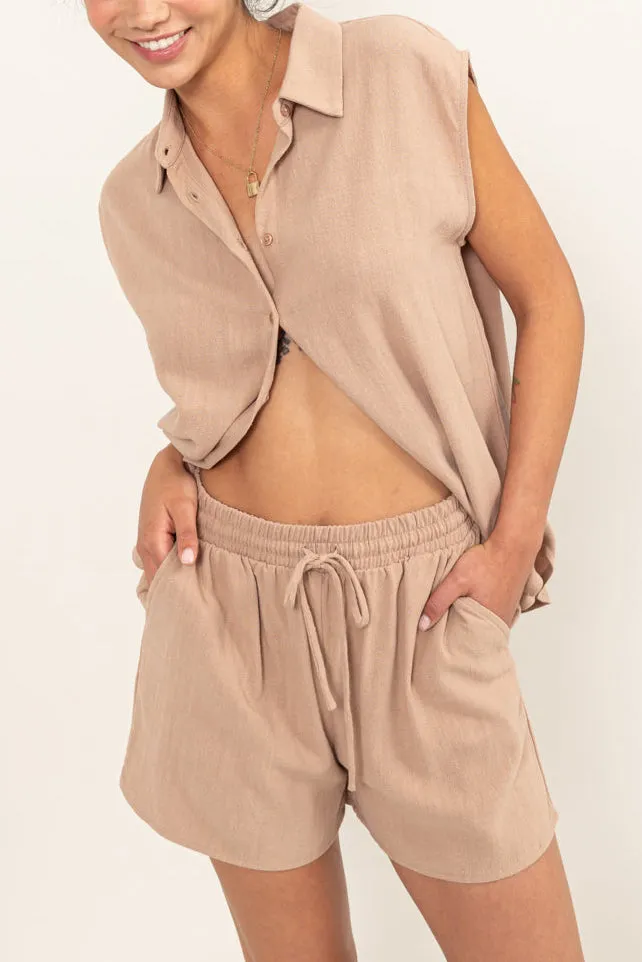 LINEN SHIRT AND SHORTS SET