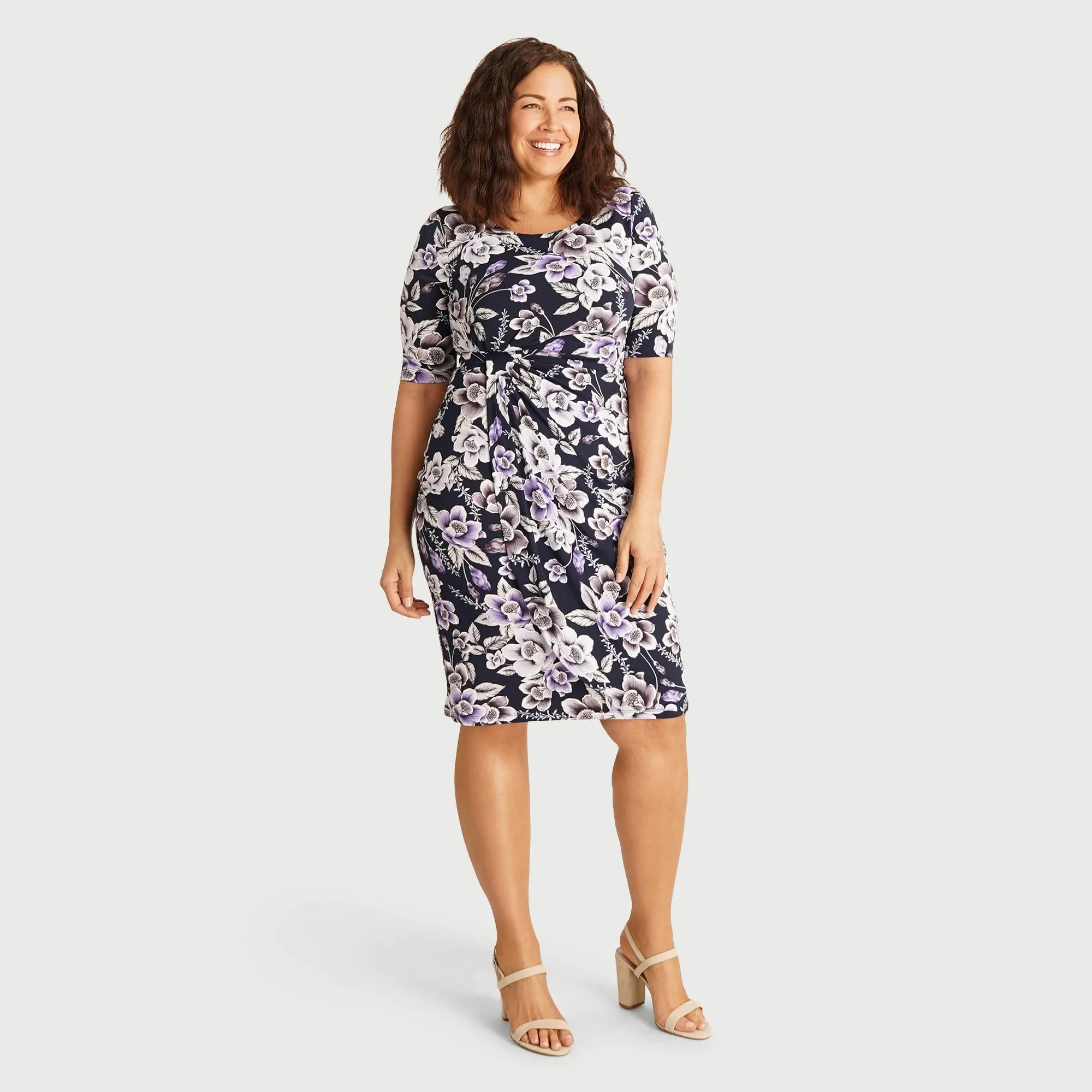 Lisa Lavender Floral Faux Wrap Dress