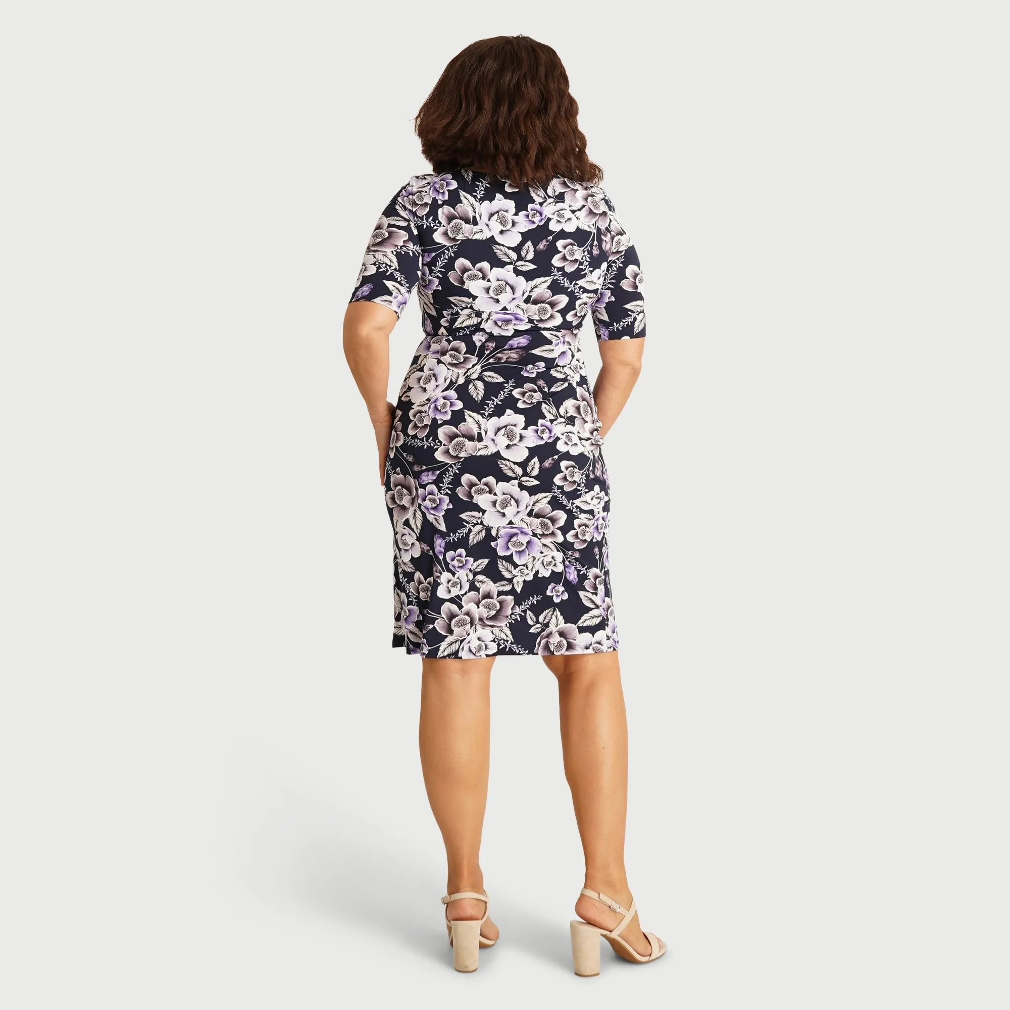 Lisa Lavender Floral Faux Wrap Dress