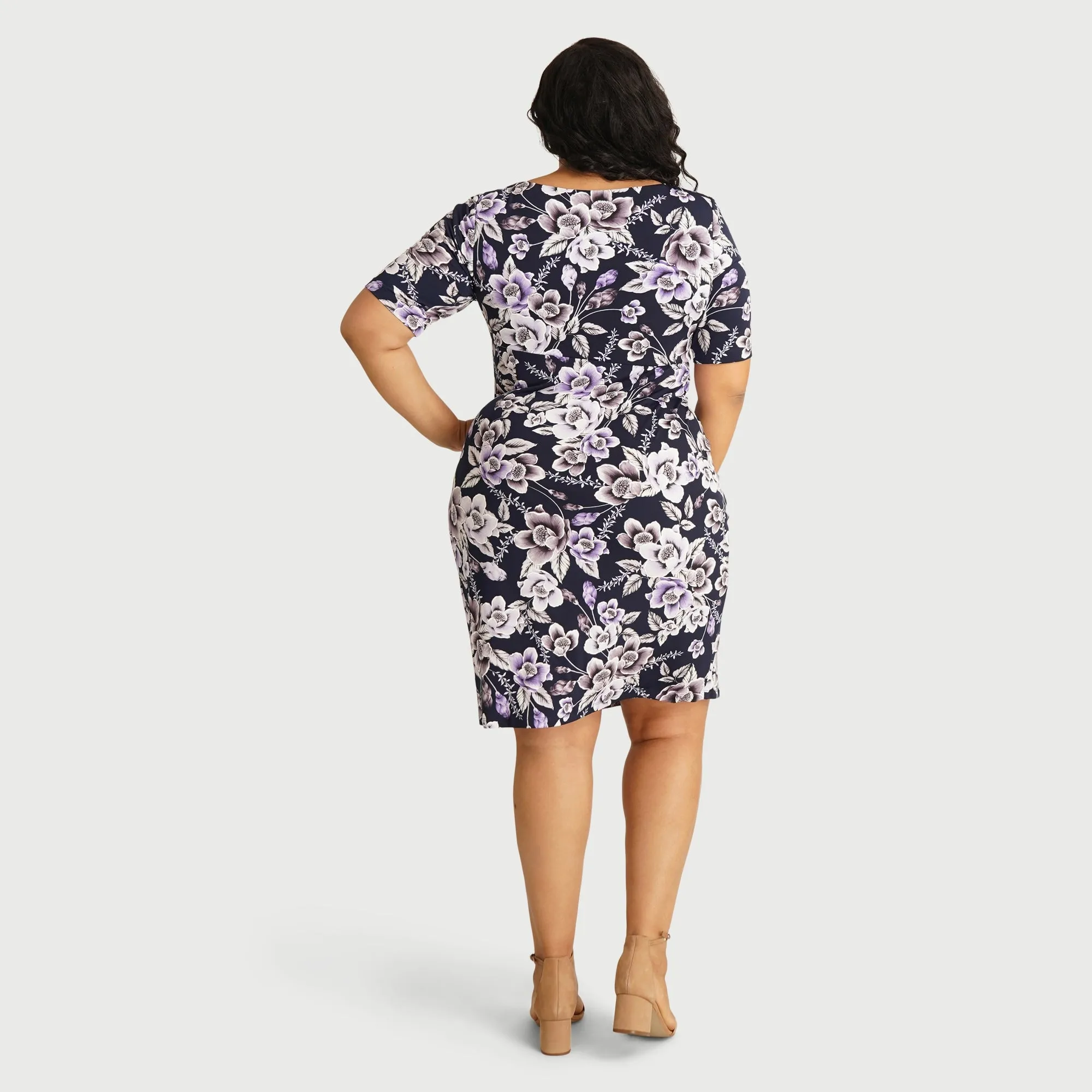 Lisa Lavender Floral Faux Wrap Dress