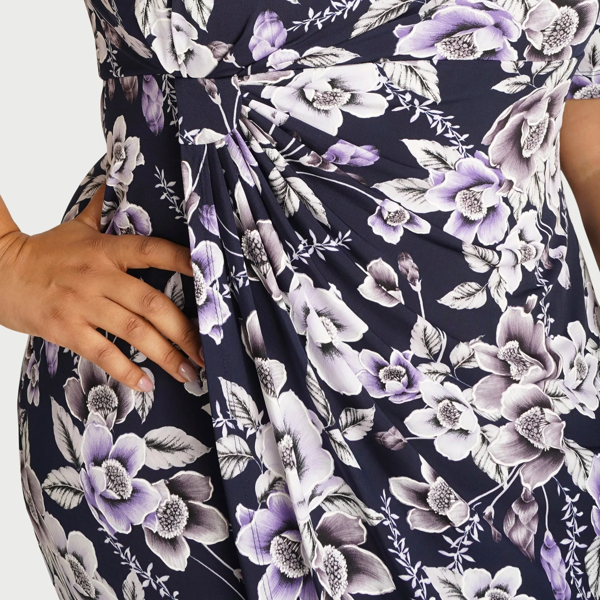 Lisa Lavender Floral Faux Wrap Dress