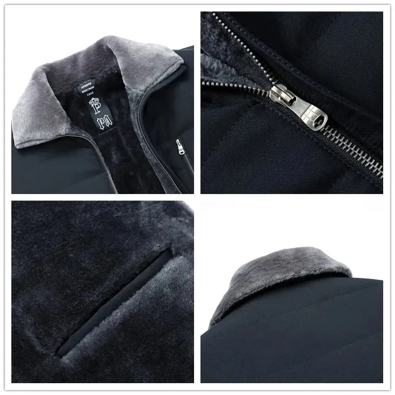 Men's Winter Parka with Fur Collar – Windbreaker Cotton Padded Anorak, Thick Warm Casual Fleece Jacket