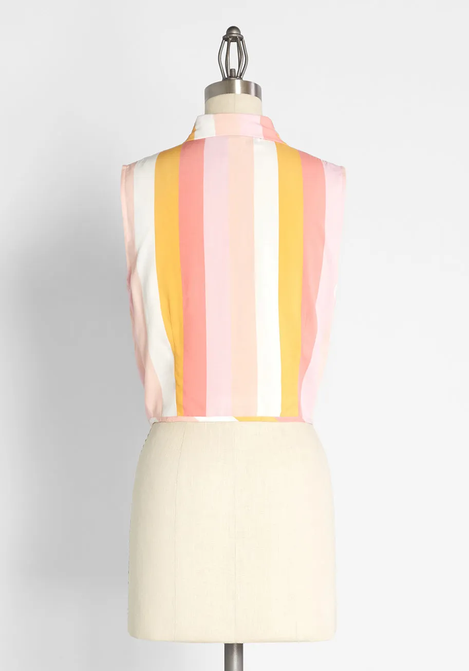 Modcloth x Collectif Strawberry Sugar Tie Waist Top
