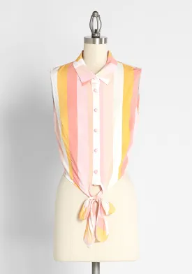 Modcloth x Collectif Strawberry Sugar Tie Waist Top