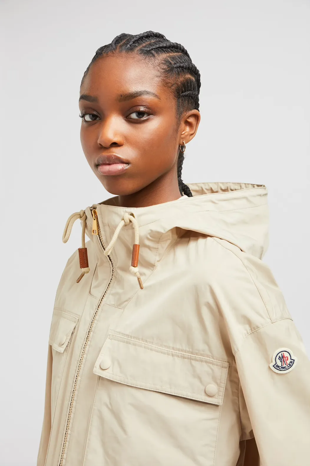 MONCLER SAUVAN SHORT HOODED PARKA BEIGE