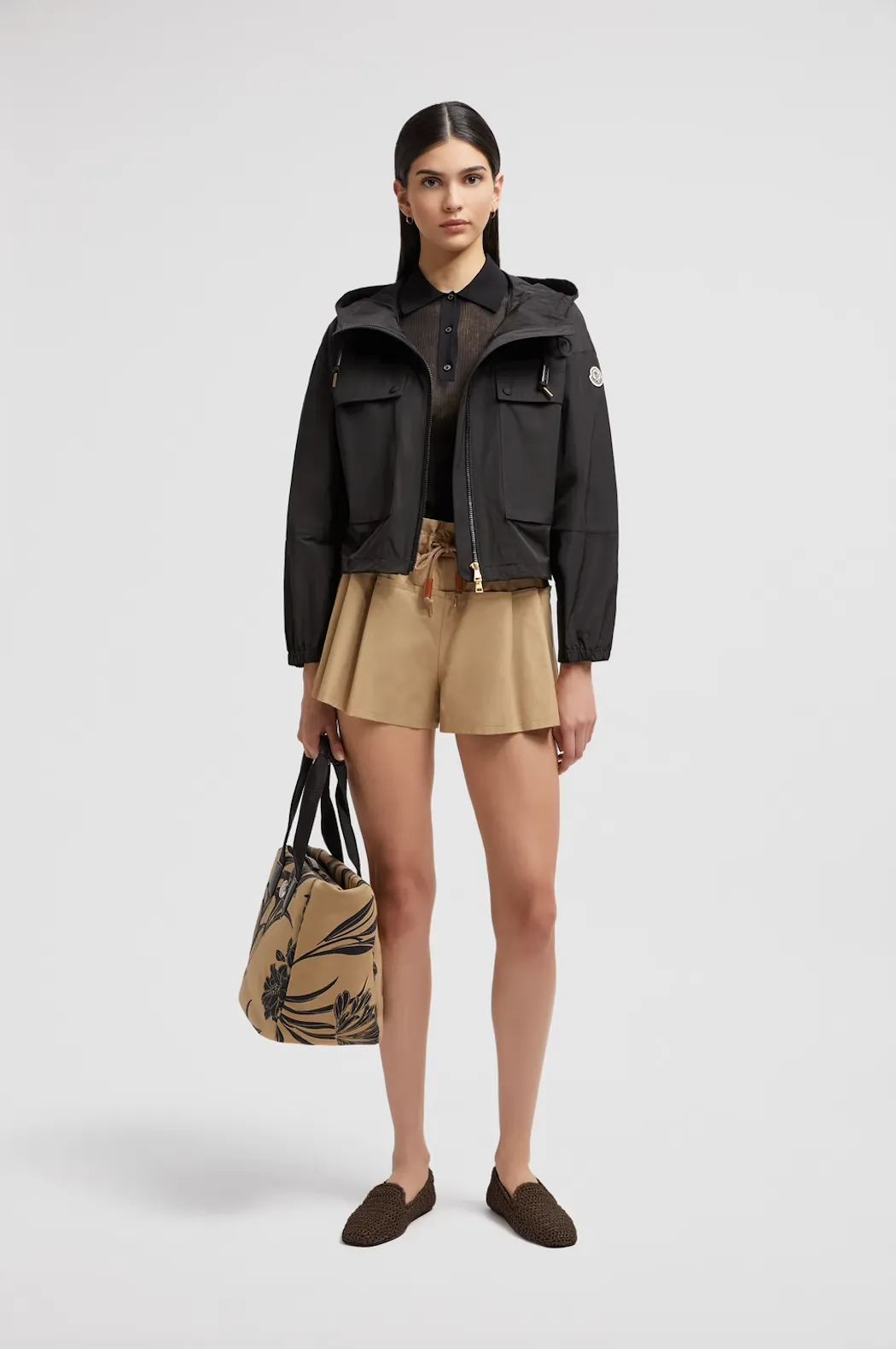 MONCLER SAUVAN SHORT HOODED PARKA BLACK
