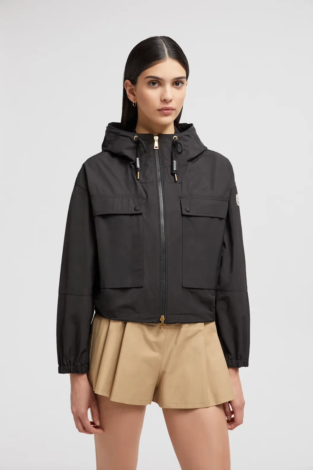 MONCLER SAUVAN SHORT HOODED PARKA BLACK