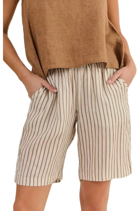 NATURALS LINEN HAYLEY SHORTS - GINGER SLICE
