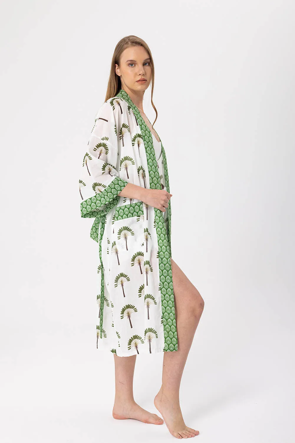 Palmiye Desenli Elissa Kimono
