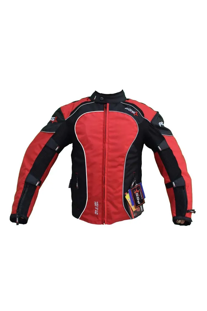 PGS Riding Gears - All Season Mesh Protective Riding Jacket Red