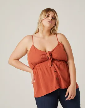 Plus Size Tie Front Button Top