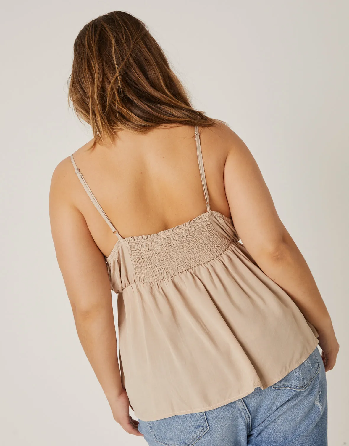 Plus Size Tie Front Button Top