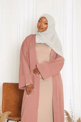 Rana Soft Open Abaya- Nude Pink