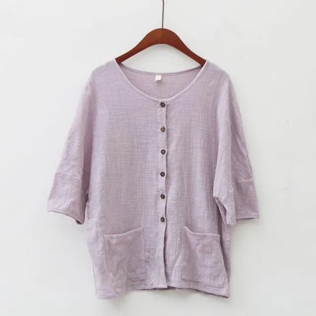 Short Sleeve Button Up Cardigan  | Zen