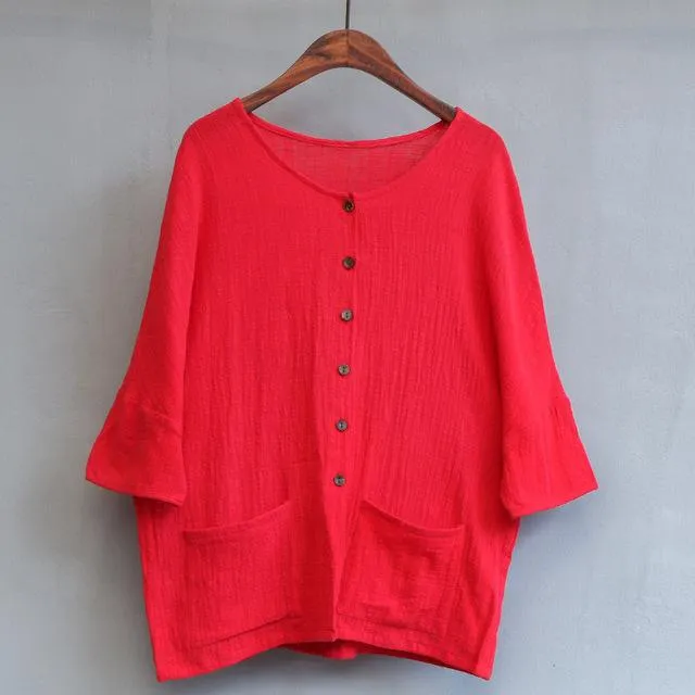 Short Sleeve Button Up Cardigan  | Zen