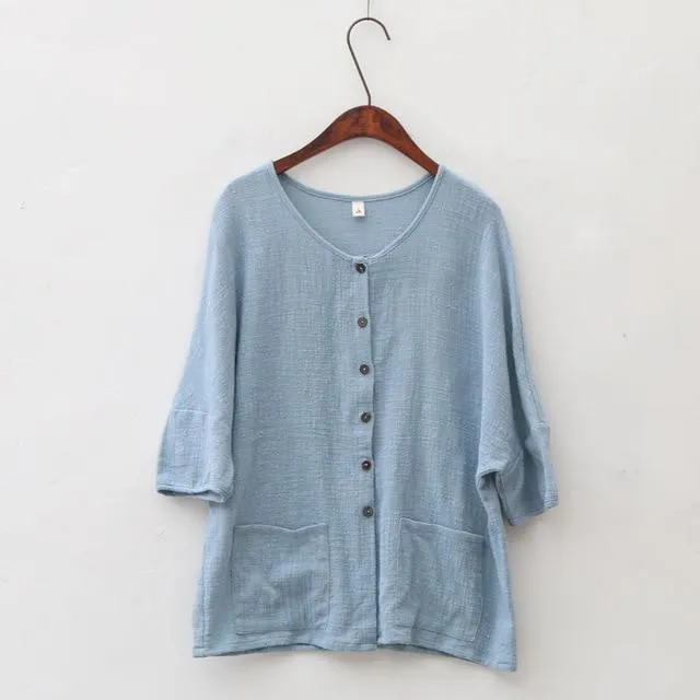Short Sleeve Button Up Cardigan  | Zen