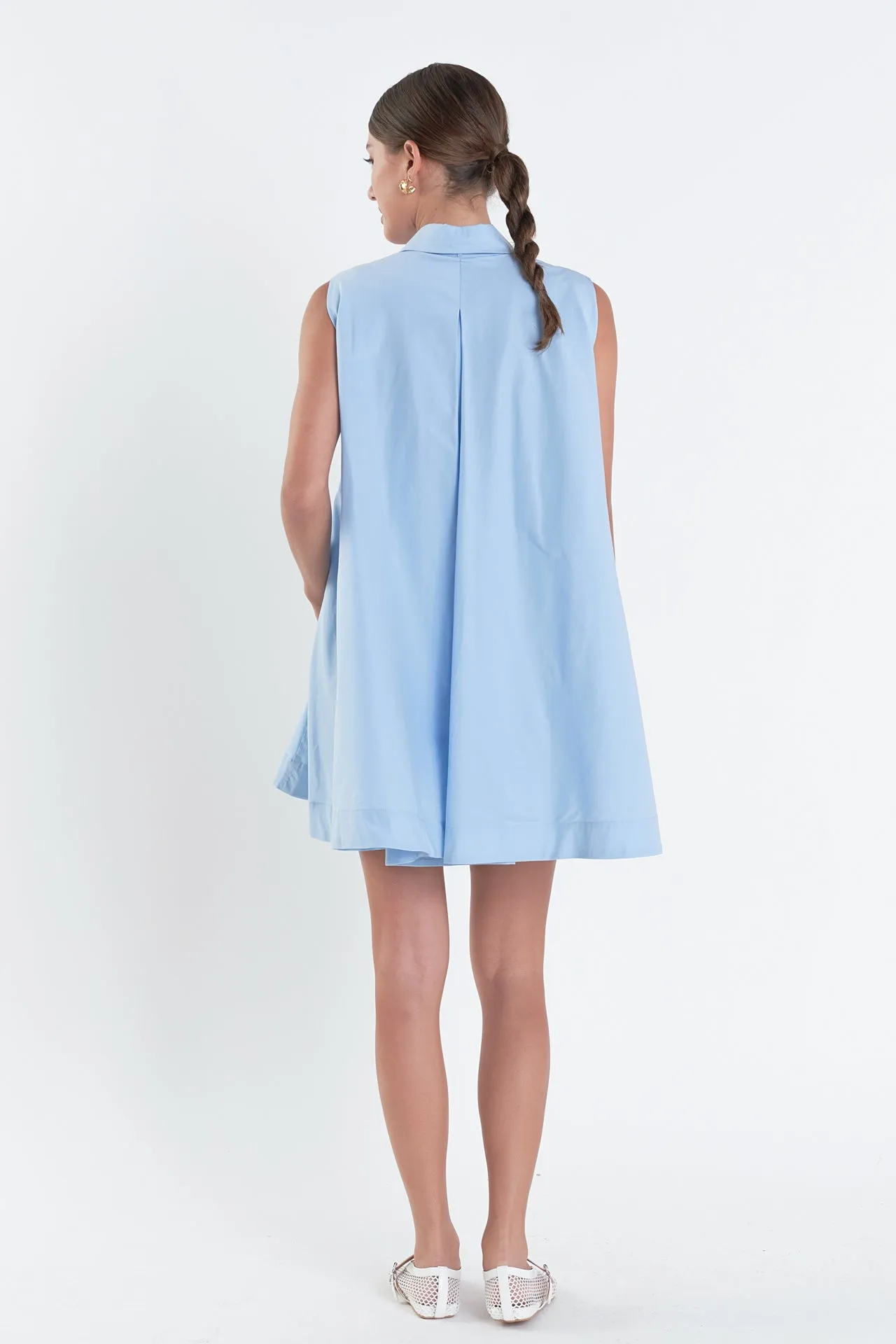 Sleeveless Bow Shirt Dress