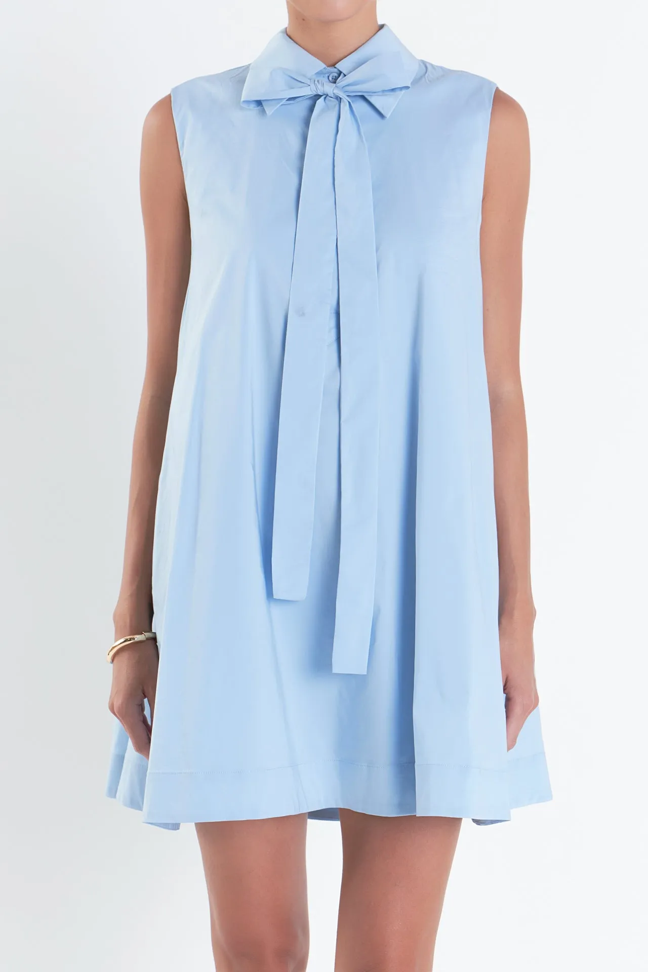 Sleeveless Bow Shirt Dress