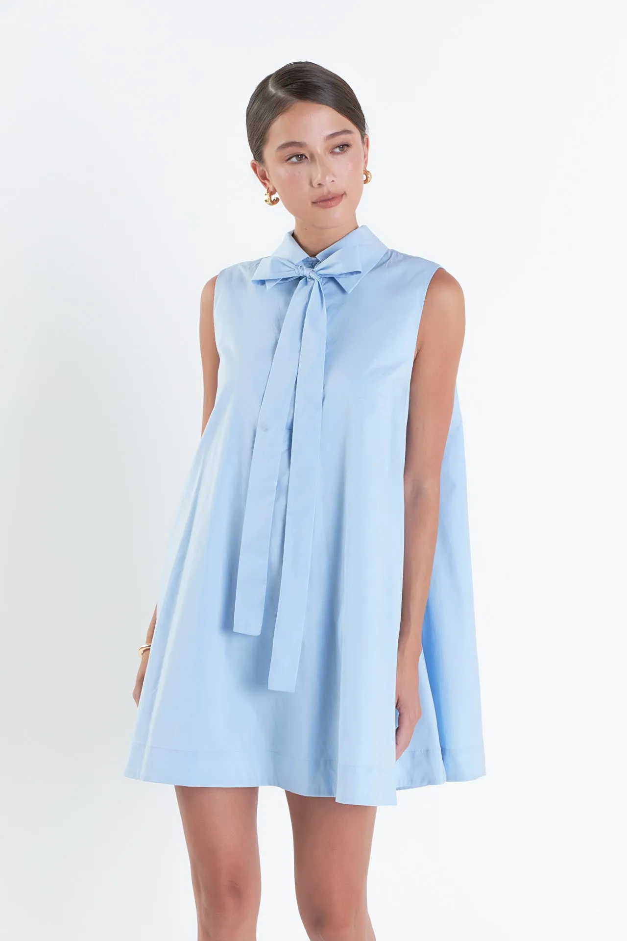 Sleeveless Bow Shirt Dress