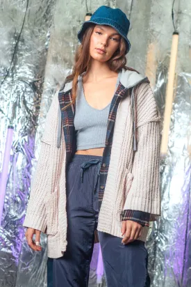 Soft solid chunky sweater cardigan - Cream