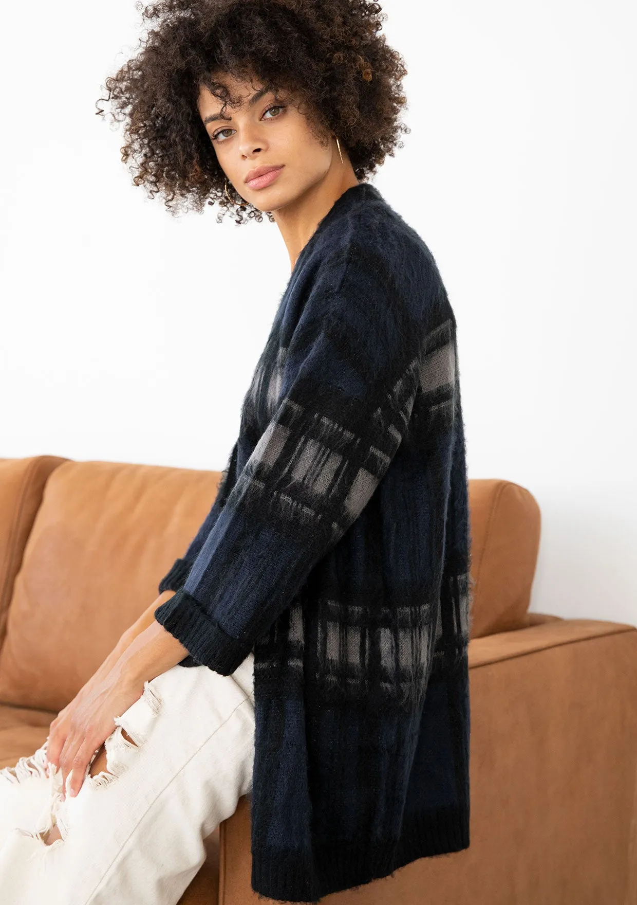 Soft Tonal Cozy 3/4 Sleeve Cardigan