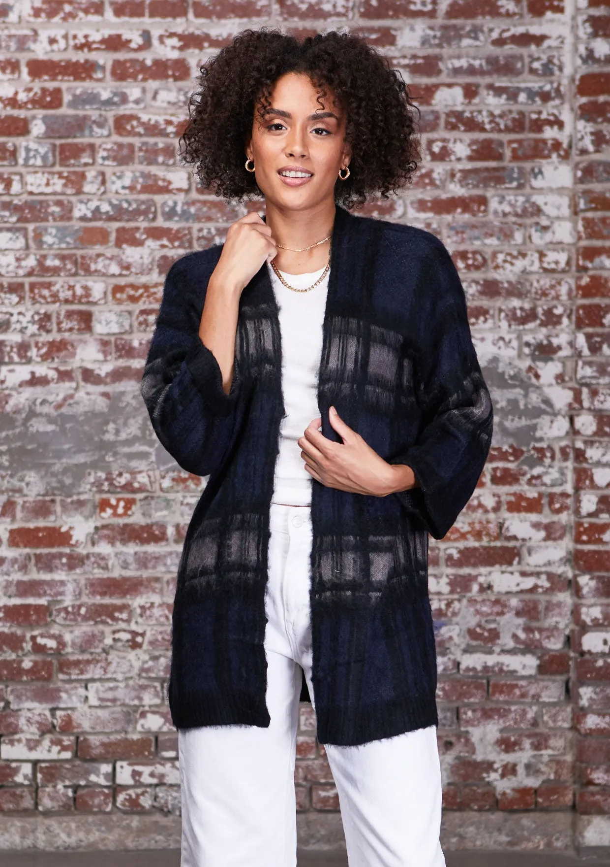 Soft Tonal Cozy 3/4 Sleeve Cardigan