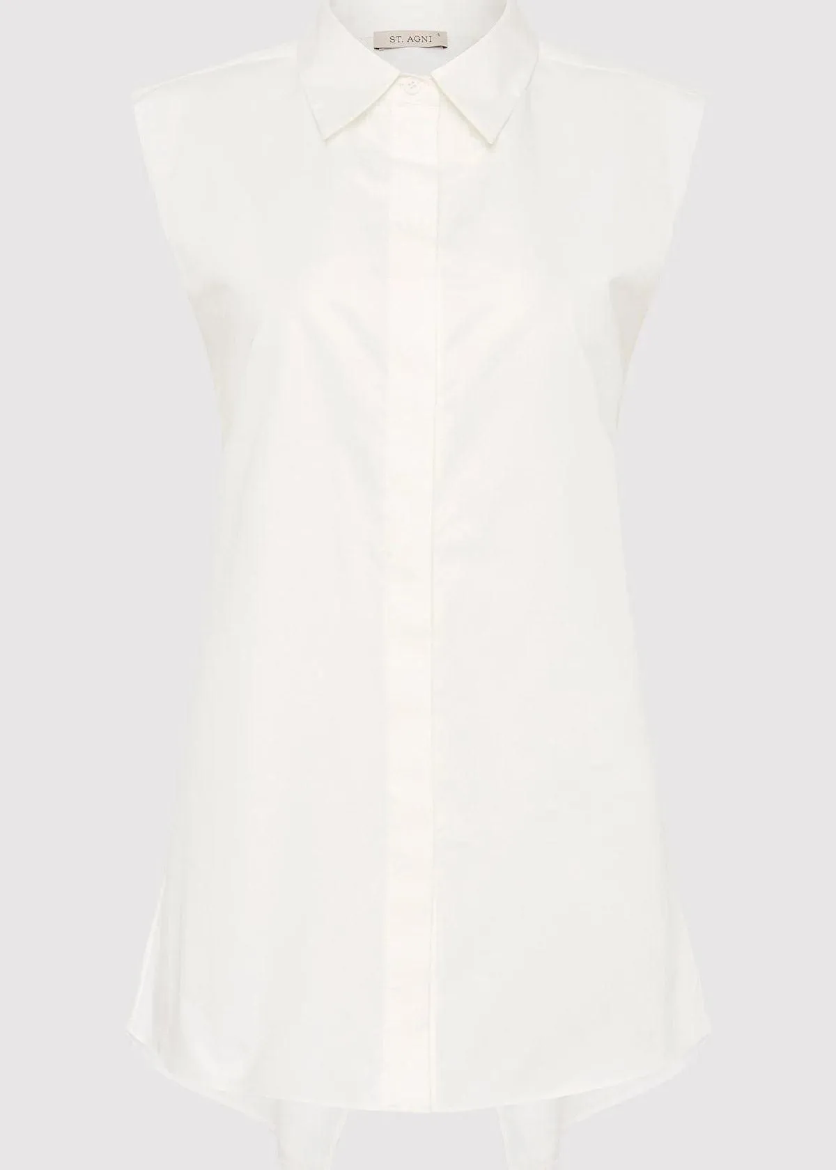 ST. AGNI Cotton Belted Sleeveless Top - White