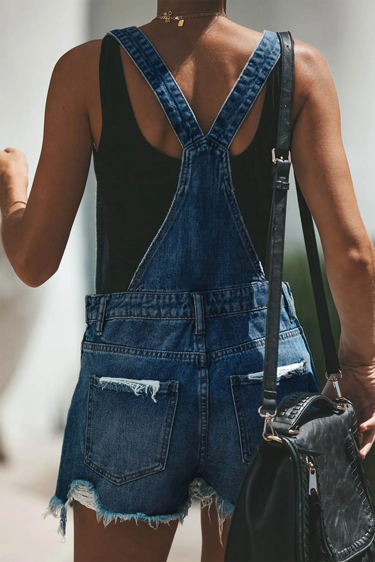 TastyHottie - Crochet Trim Ripped Denim Shortalls