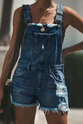 TastyHottie - Crochet Trim Ripped Denim Shortalls