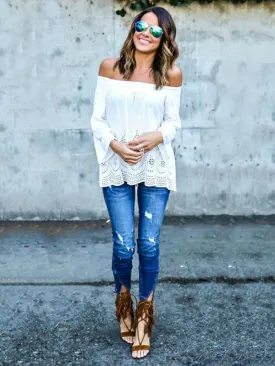 TastyHottie - Stylish Off-the-shoulder Long Sleeves Blouse&shirt Tops
