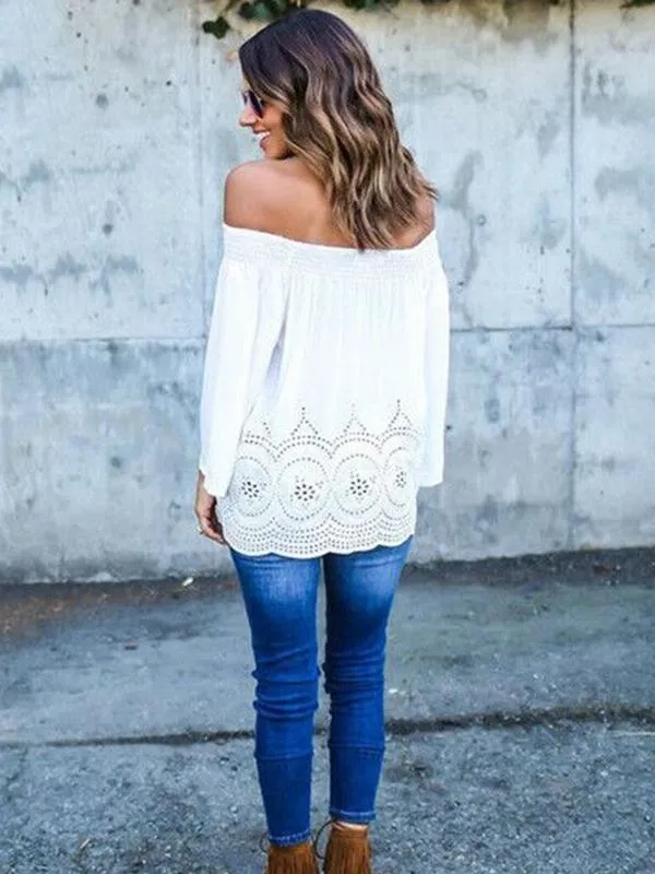 TastyHottie - Stylish Off-the-shoulder Long Sleeves Blouse&shirt Tops