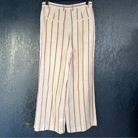 Theory Nadeema Wide-leg Striped Linen Pants