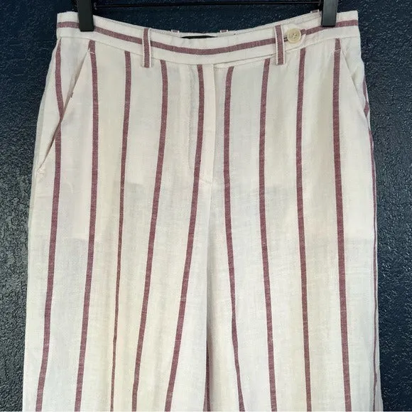 Theory Nadeema Wide-leg Striped Linen Pants
