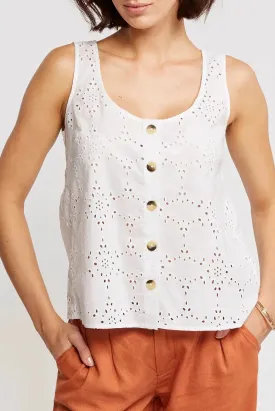 Tia Broderie Button Cami
