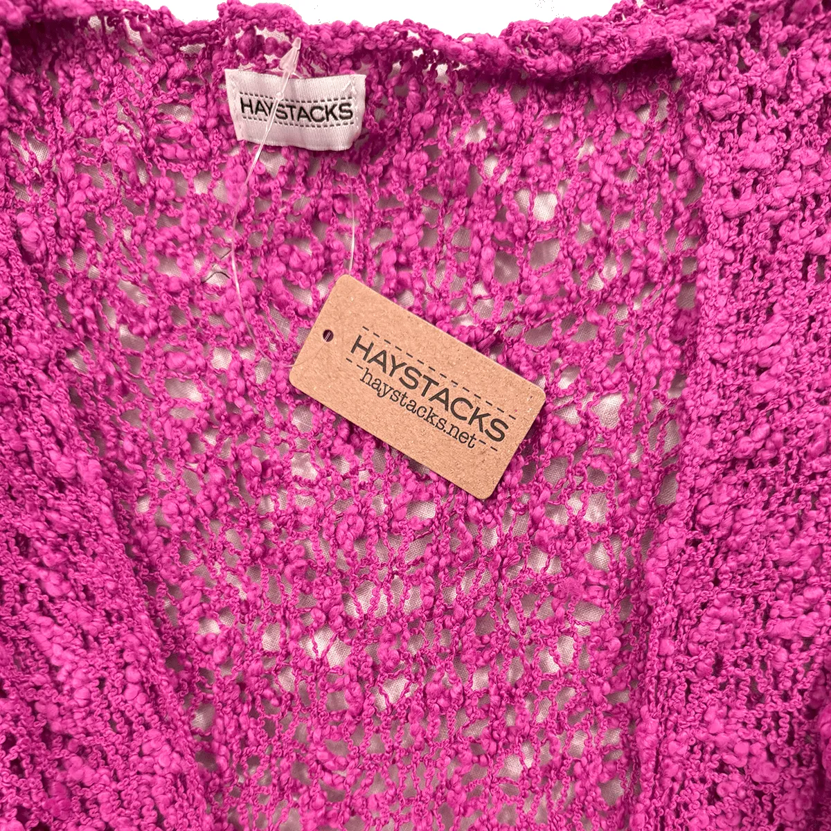 Tie Front Popcorn Sweater Shrug (Fuchsia)