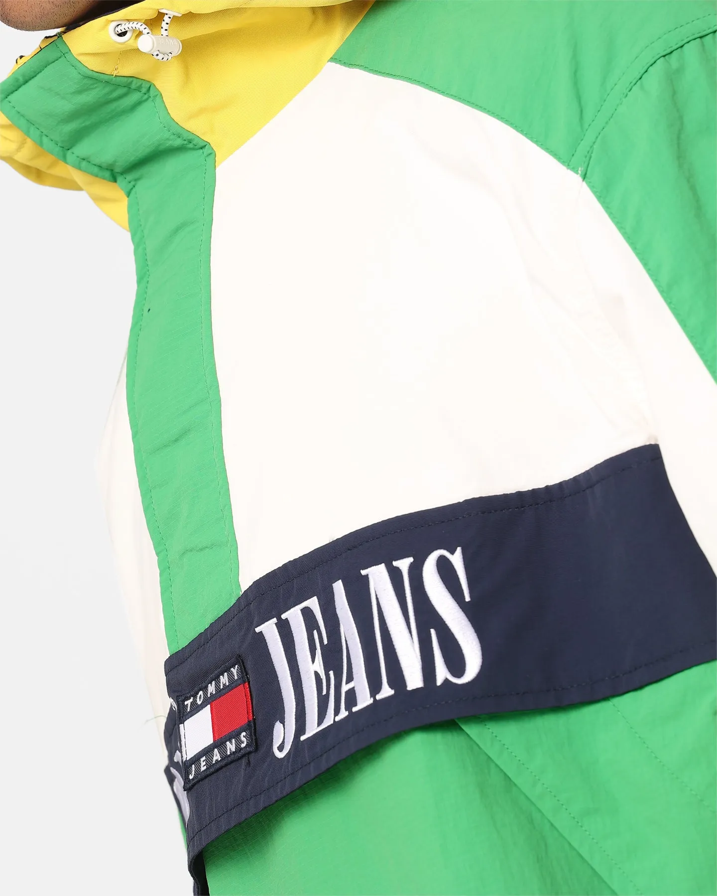 Tommy Jeans Oversized Chicago Archive Popover Windbreaker Jacket Coastal Green/Multi