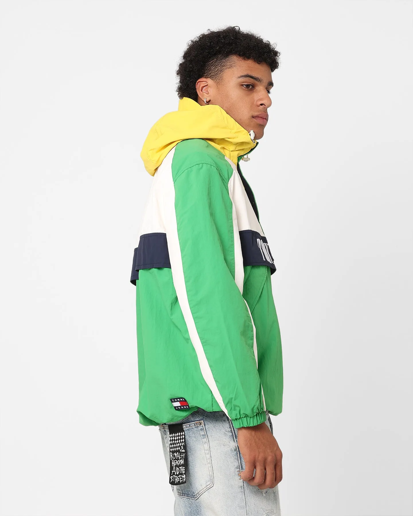 Tommy Jeans Oversized Chicago Archive Popover Windbreaker Jacket Coastal Green/Multi