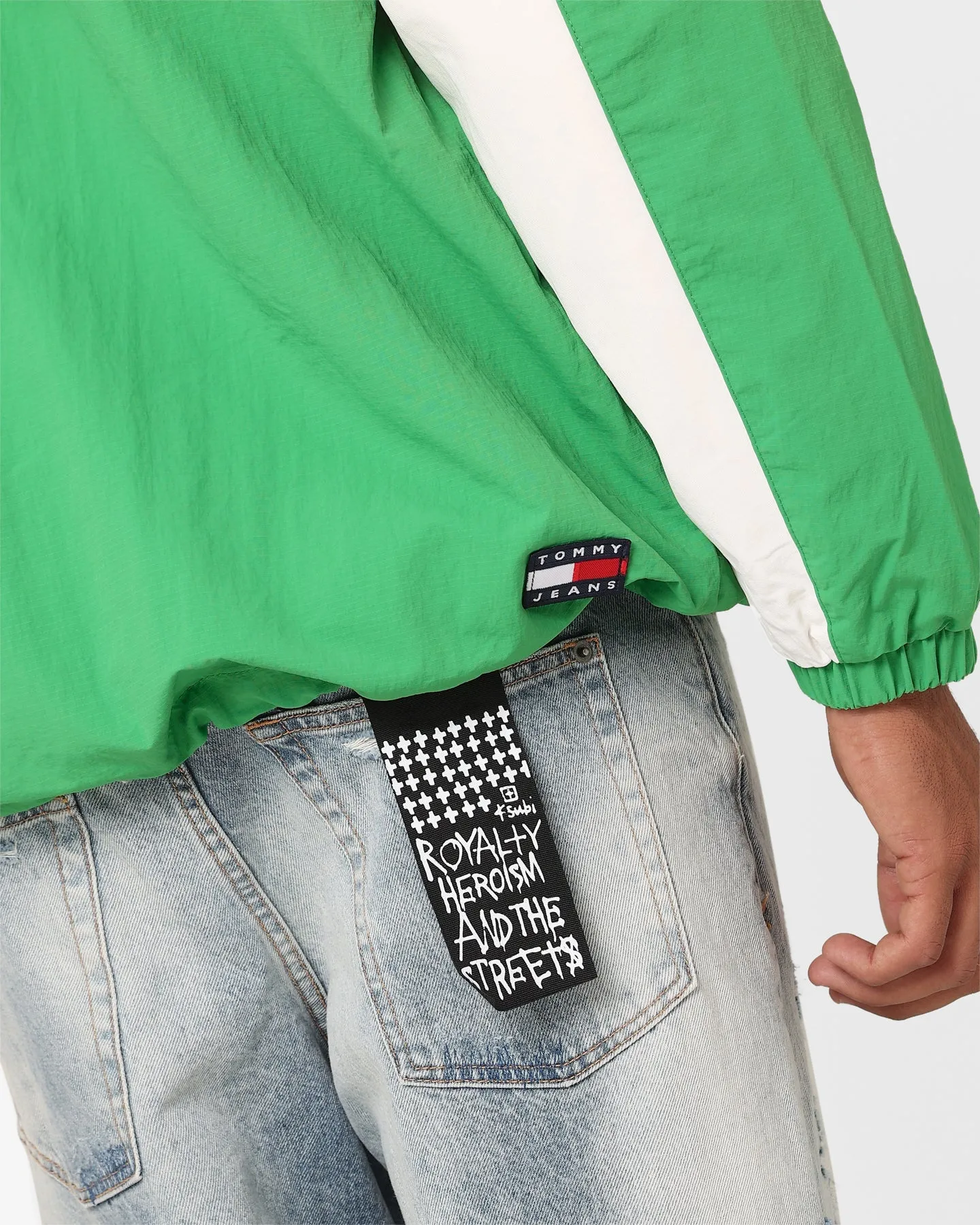Tommy Jeans Oversized Chicago Archive Popover Windbreaker Jacket Coastal Green/Multi