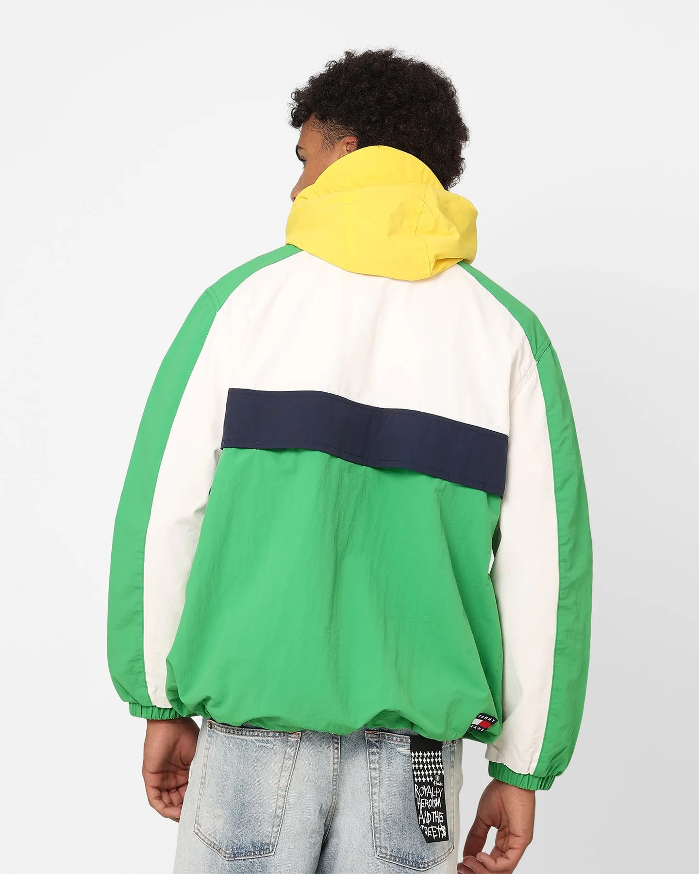 Tommy Jeans Oversized Chicago Archive Popover Windbreaker Jacket Coastal Green/Multi