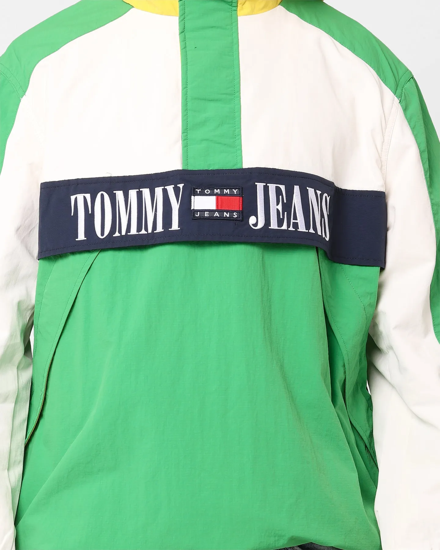 Tommy Jeans Oversized Chicago Archive Popover Windbreaker Jacket Coastal Green/Multi