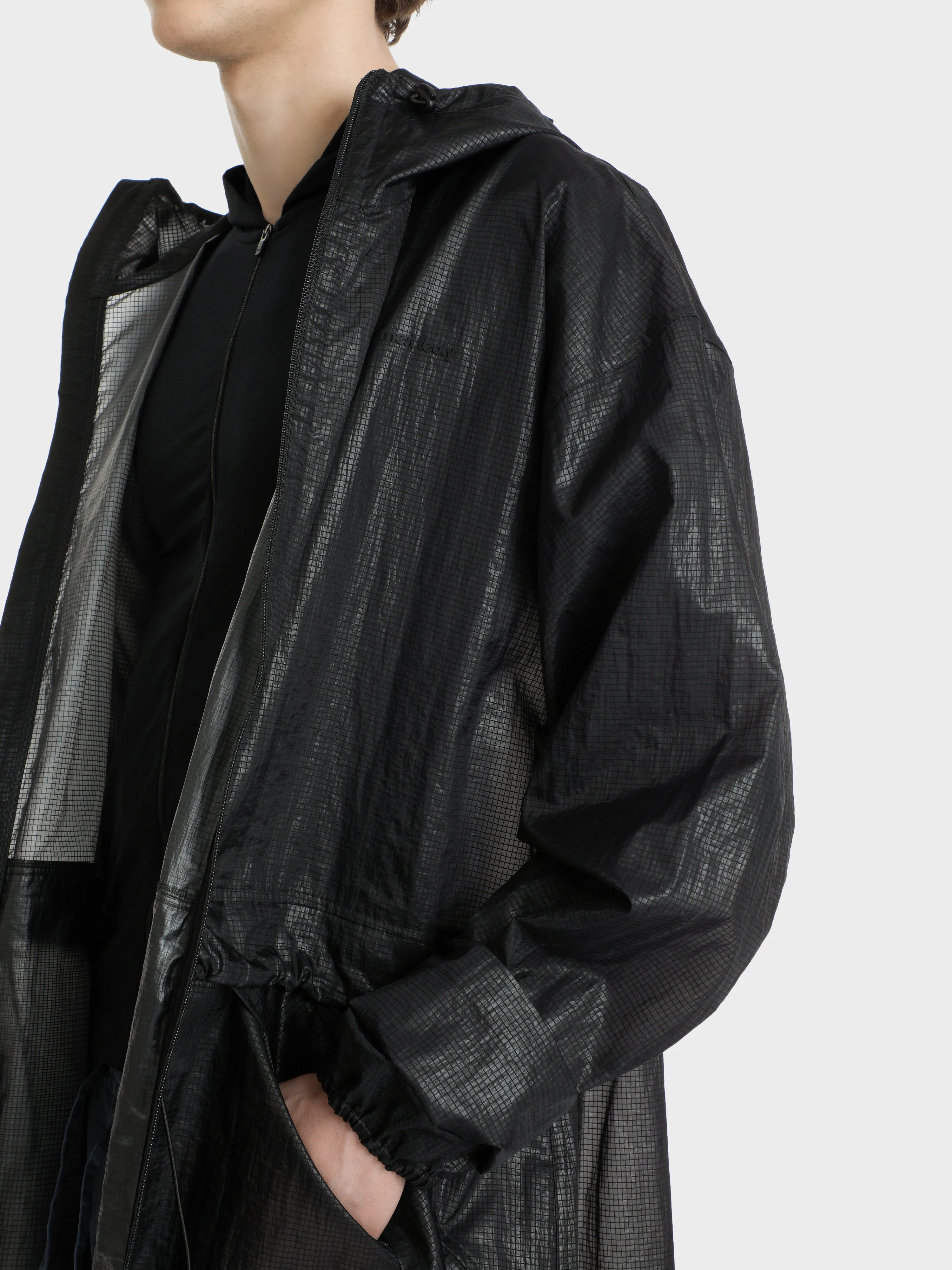 Unisex hi tec zip adjustable ripstop long transparent windbreaker