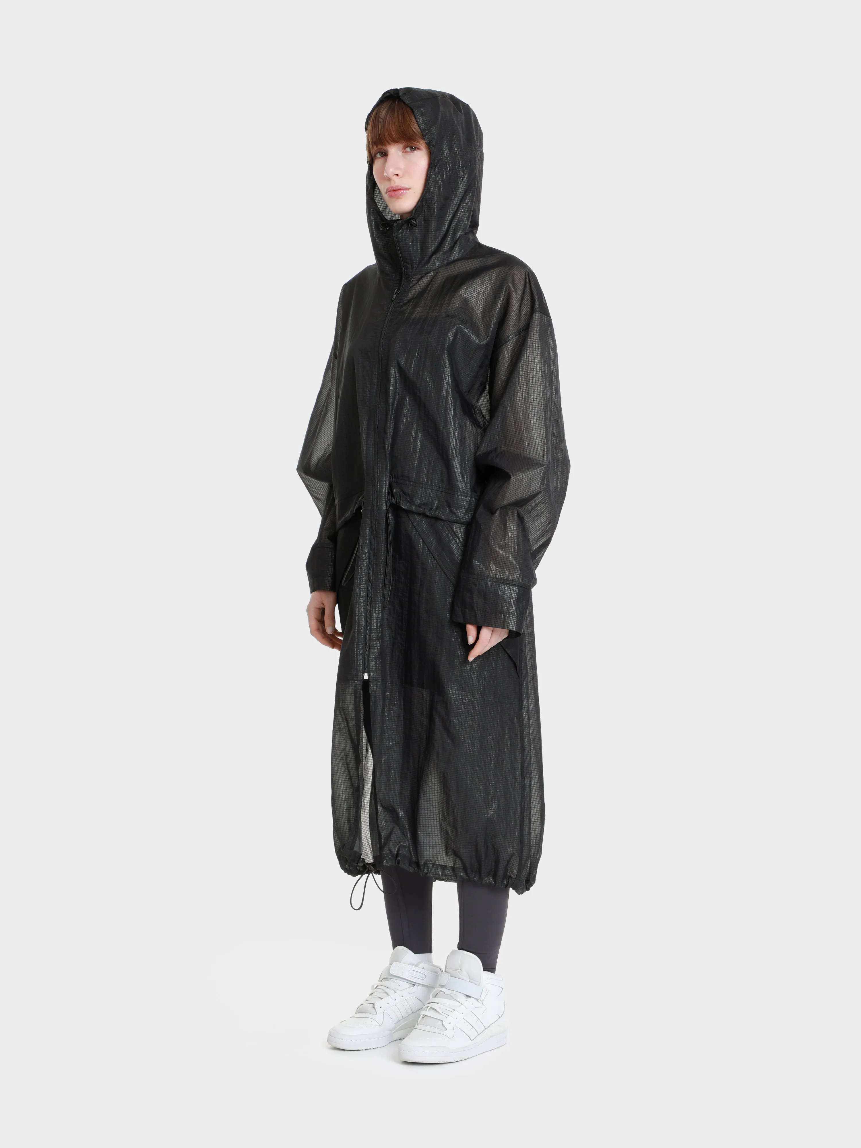 Unisex hi tec zip adjustable ripstop long transparent windbreaker