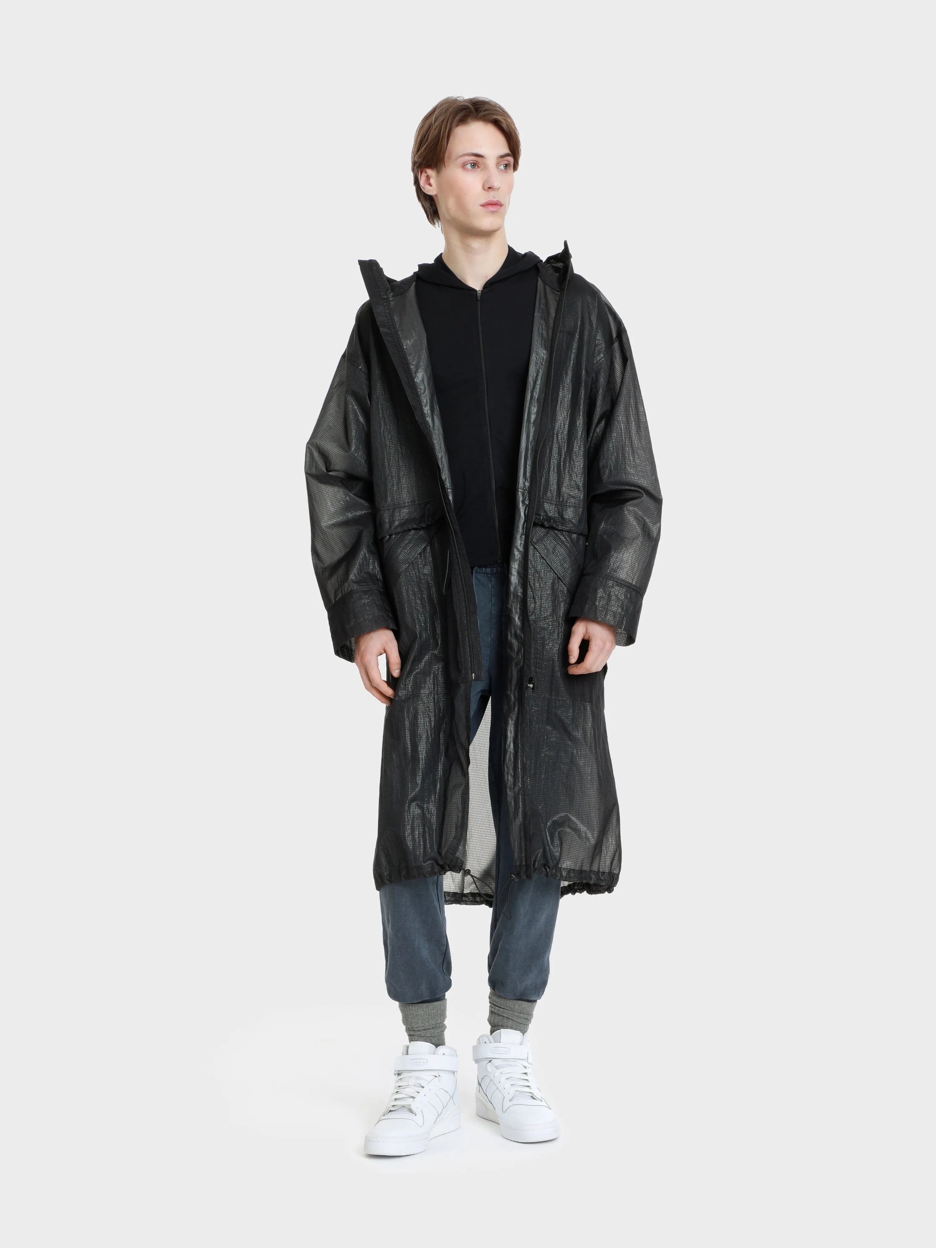 Unisex hi tec zip adjustable ripstop long transparent windbreaker