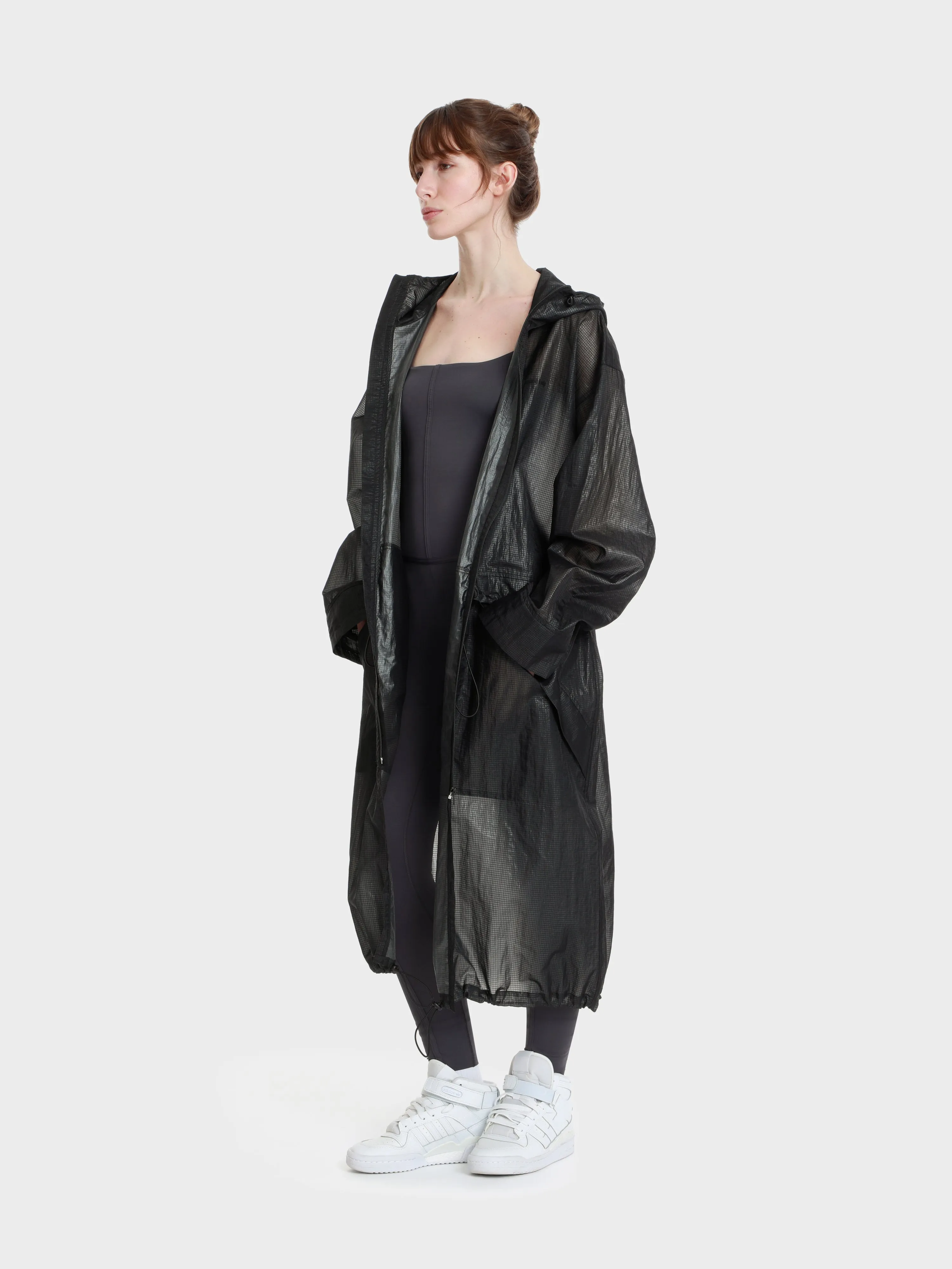 Unisex hi tec zip adjustable ripstop long transparent windbreaker