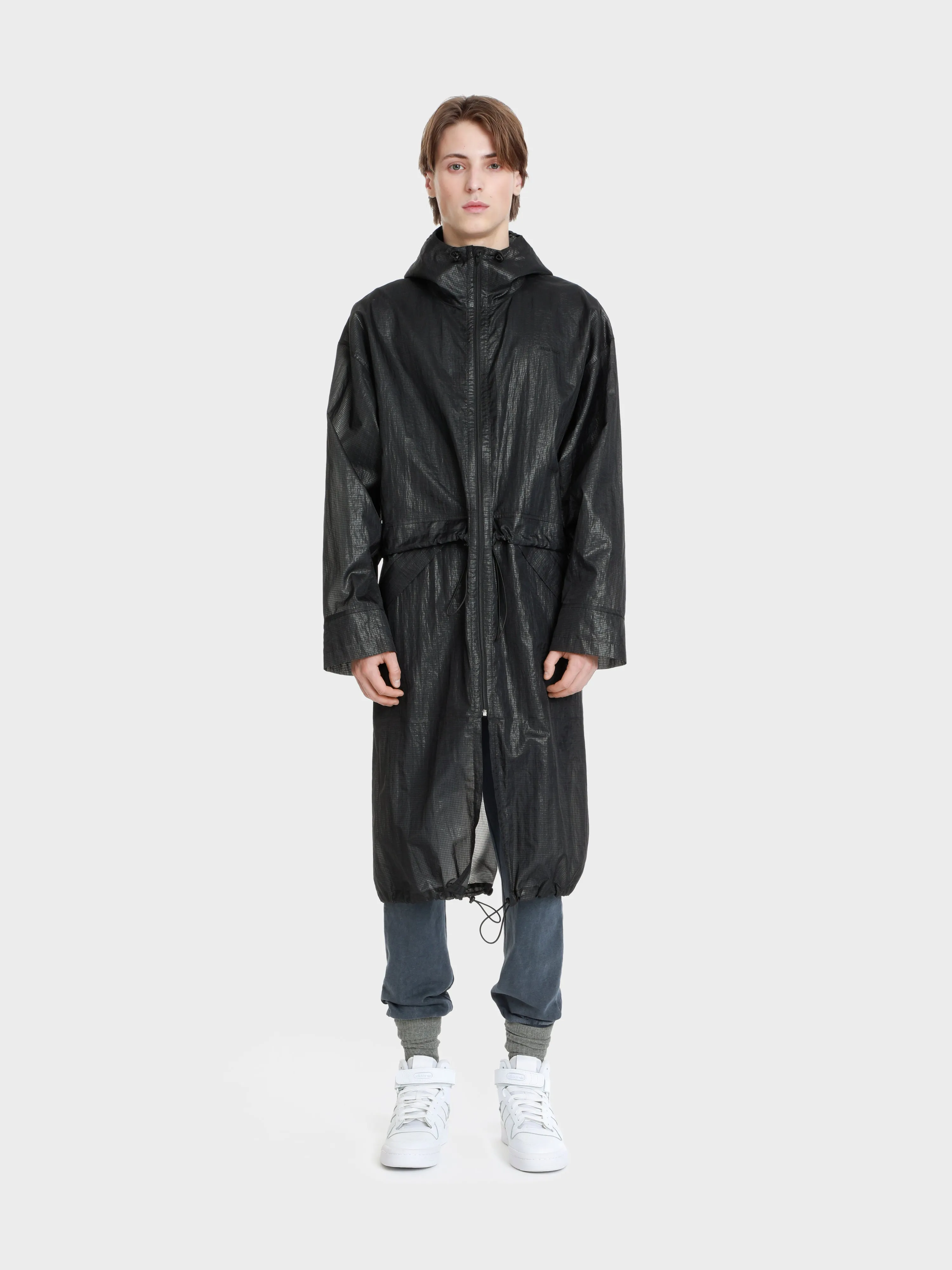Unisex hi tec zip adjustable ripstop long transparent windbreaker